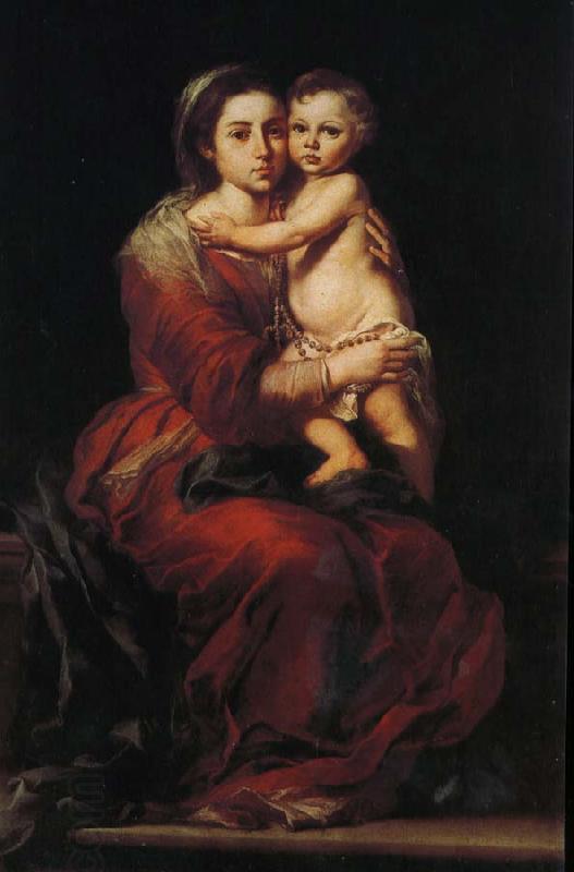 Bartolome Esteban Murillo Rosary of the Virgin Mary holding roses oil painting picture